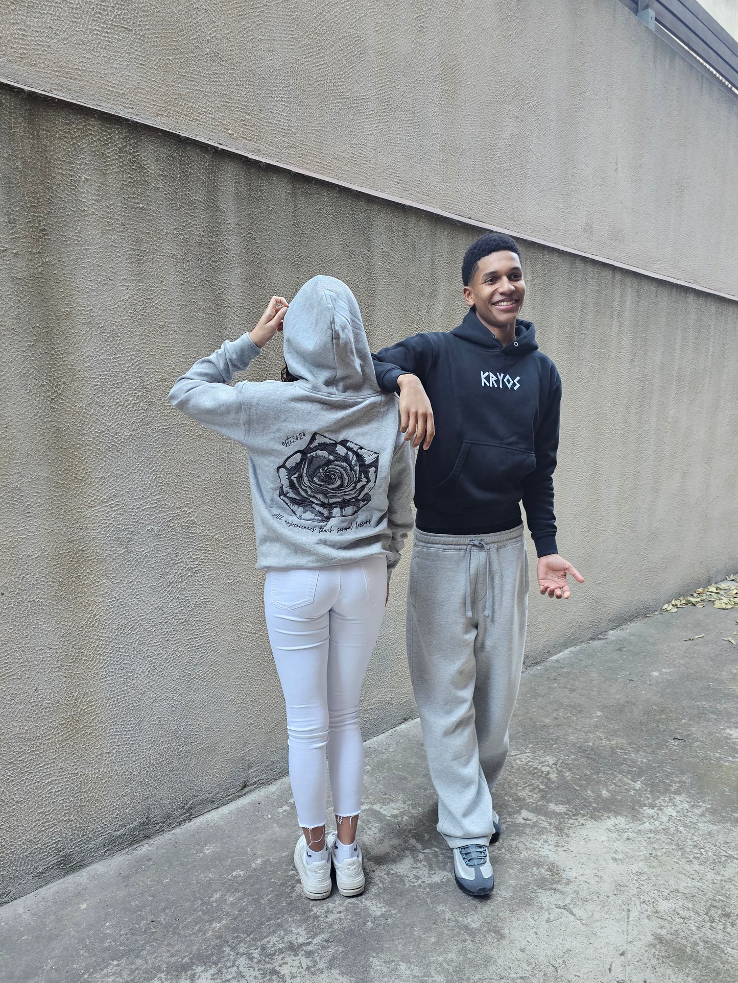 GREY ROSE HOODIE