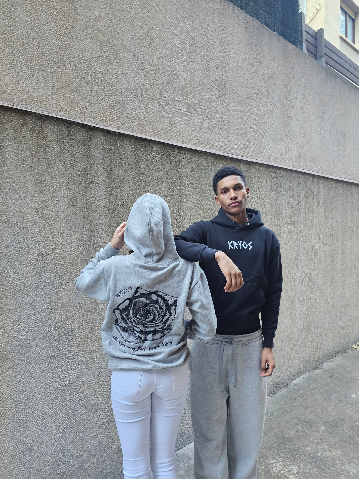 GREY ROSE HOODIE