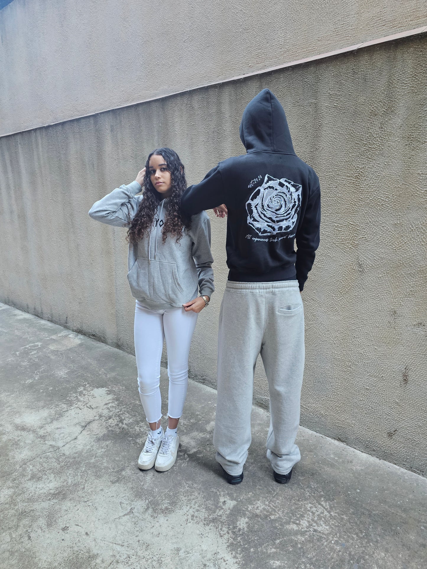 GREY ROSE HOODIE