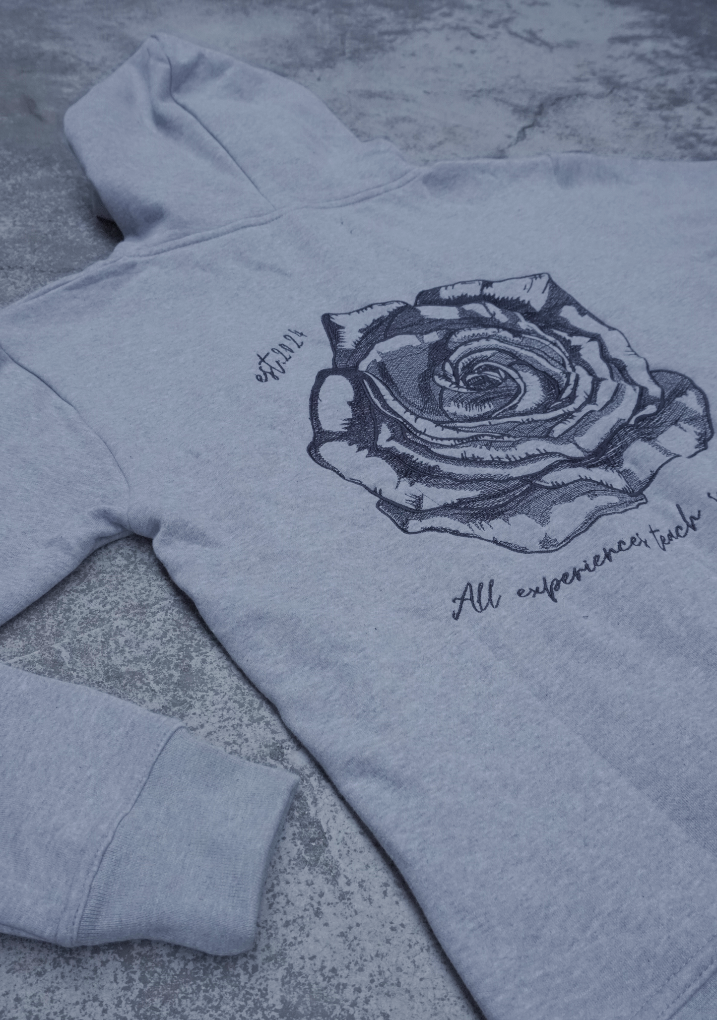 GREY ROSE HOODIE